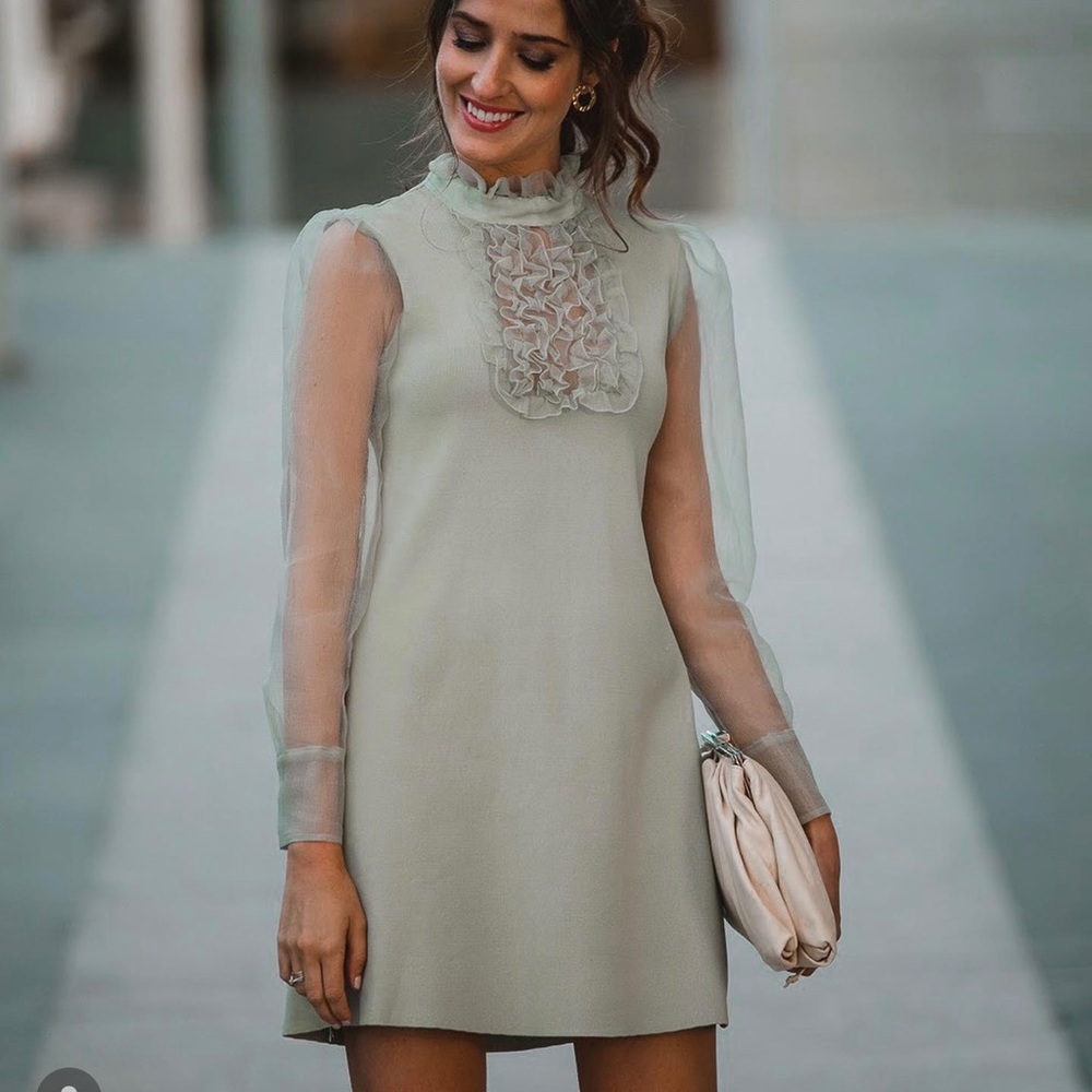 ZARA Knit Organza Dress - Picture 2 of 5